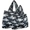 Wrapables Large & Small Foldable Tote Nylon Reusable Grocery Bags, Set of 2, Sharks in Black